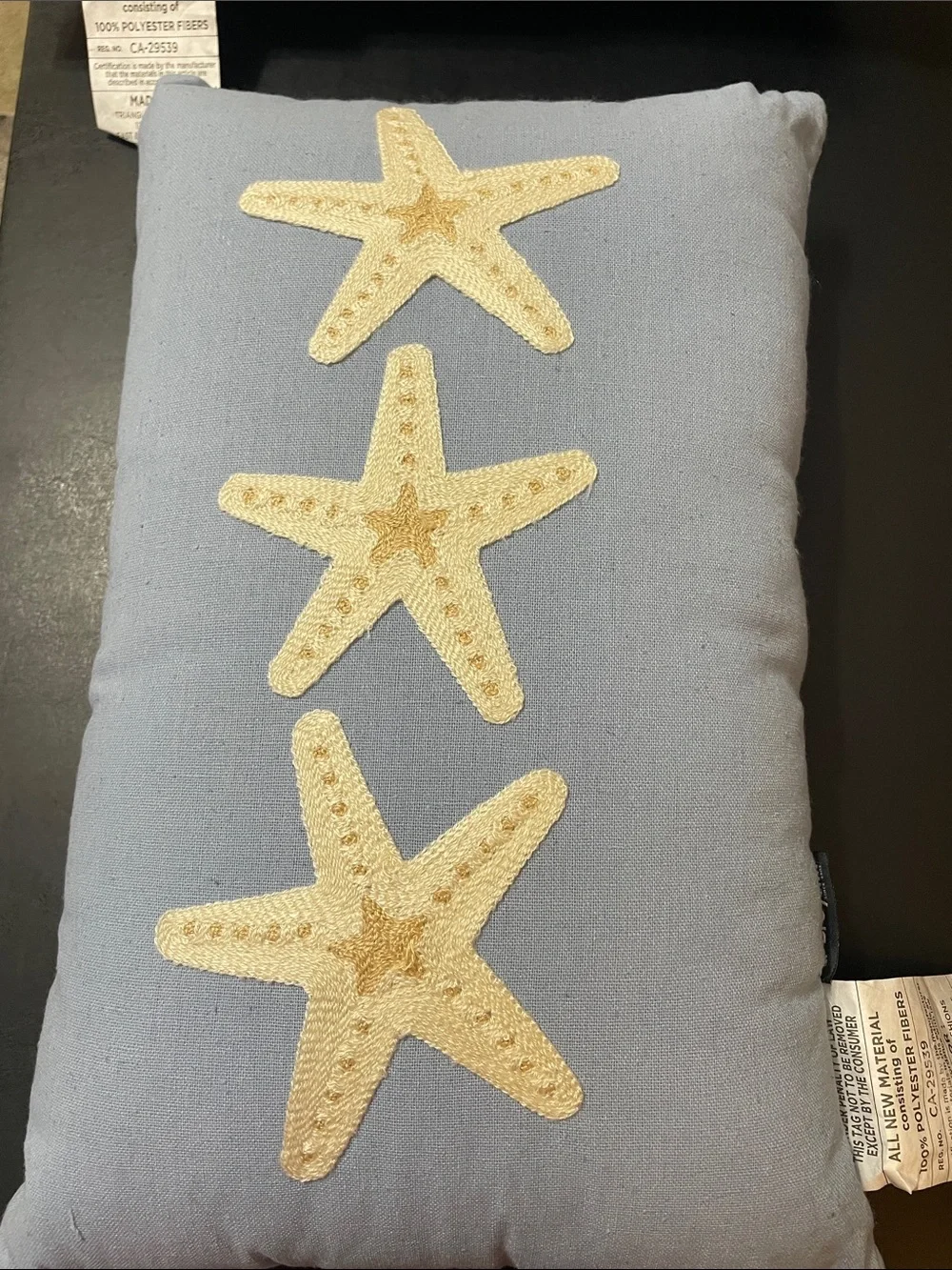 Coastal Starfish Decorative Throw Pillow - Light Blue Set of 3 NWT 12x18 size